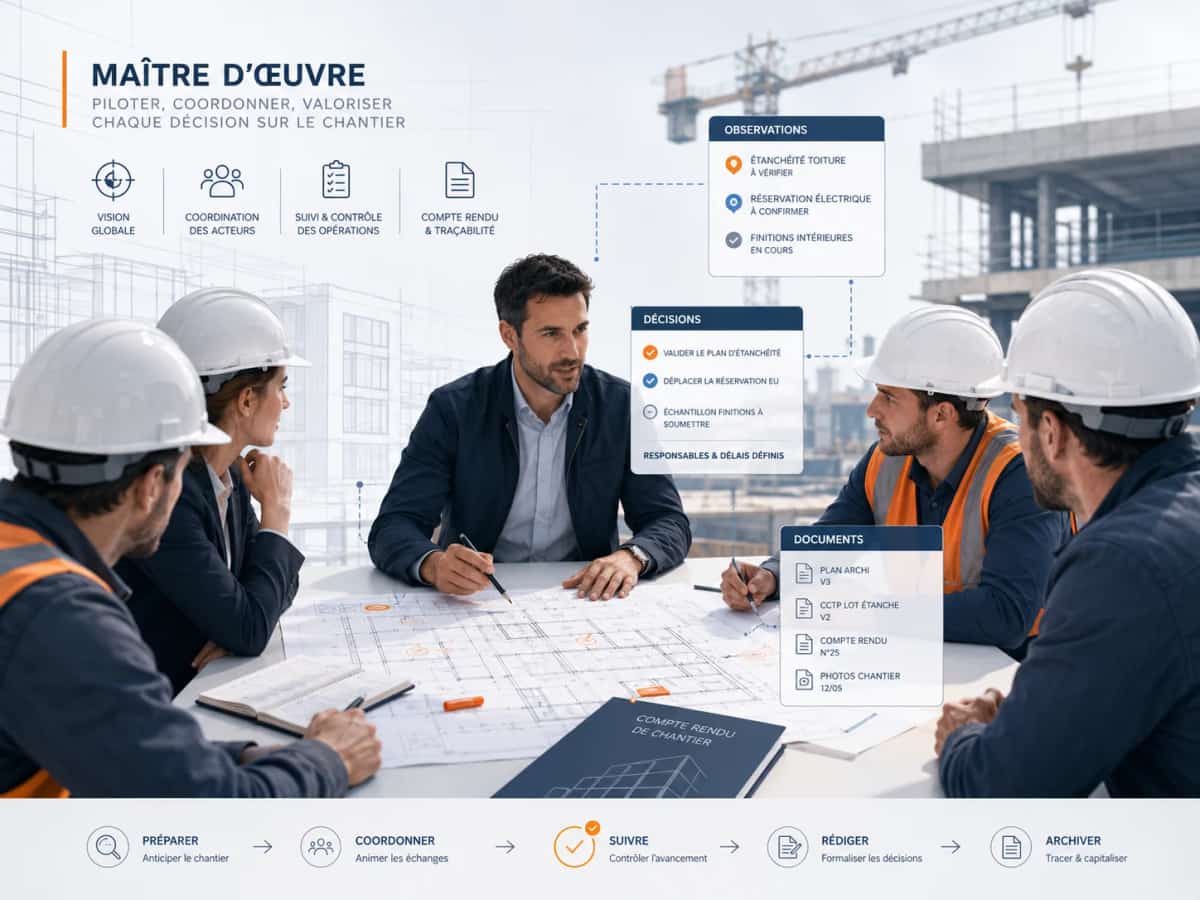Compte rendu de chantier pour maîtrise d'œuvre sur chantier