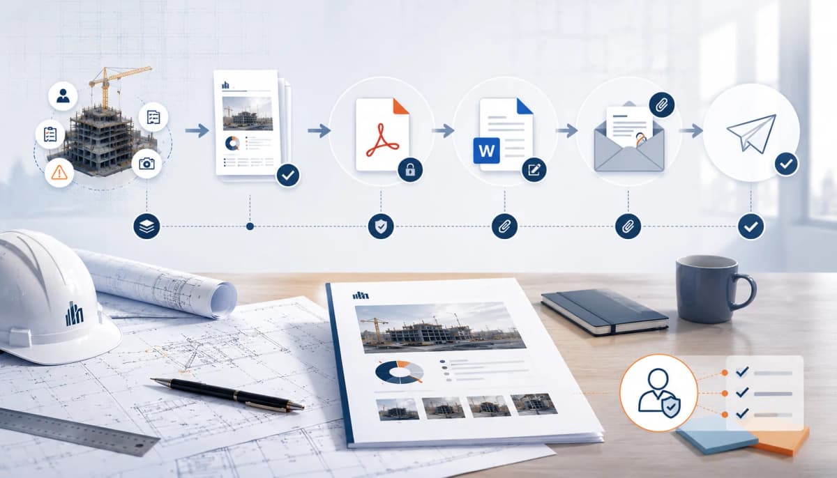 Illustration des exports PDF, Word et email