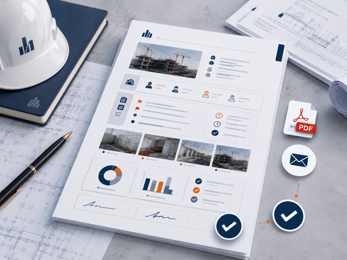 Illustration compte rendu de chantier au format PDF